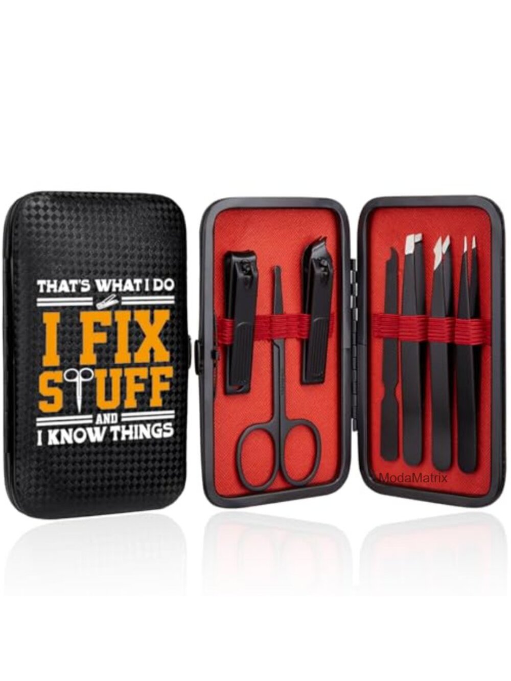 Men's Grooming Kit Tweezers Nail Clipper Set PU Leather Case Travel Manicure
